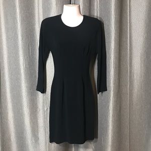 Prada Black Nero Pleated Long Sleeve Simple Dress Authentic Prada Sheath Dress S